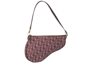 Christian DIor クリスチャンディオール トロッター柄 サドル ポーチ レッド ワンショルダー MC1022 美品 中古 61622
