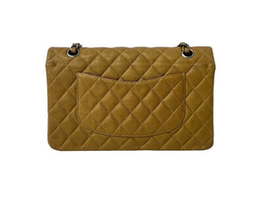 極美品 CHANEL シャネル Wフラップマトラッセ 25cm ショルダーバッグ ブロンズ ソフトキャビア 17番台 中古 61624
