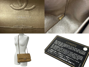極美品 CHANEL シャネル Wフラップマトラッセ 25cm ショルダーバッグ ブロンズ ソフトキャビア 17番台 中古 61624