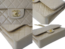 Load image into Gallery viewer, CHANEL シャネル マトラッセ25 Wフラップチェーンショルダーバッグ 6番台 ラムスキン ベージュ ゴールド金具 良品 中古 61625