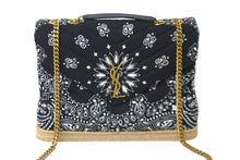 画像をギャラリービューアに読み込む, 極美品 YVES SAINT LAURENT イヴ サンローラン ルルチェーンショルダーバッグ ペイズリー柄 エスパドリーユ ブラック 中古 61632 