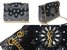 画像をギャラリービューアに読み込む, 極美品 YVES SAINT LAURENT イヴ サンローラン ルルチェーンショルダーバッグ ペイズリー柄 エスパドリーユ ブラック 中古 61632 