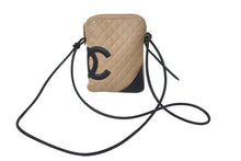 Load image into Gallery viewer, CHANEL シャネル カンボンライン ショルダーバッグ 9番台 ラムスキン ベージュ ブラック シルバー金具 良品 中古 61633