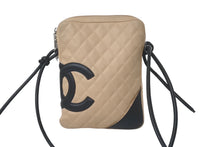 Load image into Gallery viewer, CHANEL シャネル カンボンライン ショルダーバッグ 9番台 ラムスキン ベージュ ブラック シルバー金具 良品 中古 61633