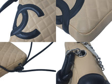 Load image into Gallery viewer, CHANEL シャネル カンボンライン ショルダーバッグ 9番台 ラムスキン ベージュ ブラック シルバー金具 良品 中古 61633