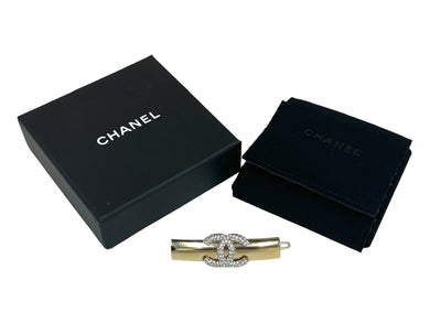 CHANEL シャネル バレッタ ココマーク ヘアバレッタ B21C 2021年 ラインストーン ゴールド シルバー 美品 中古 61637
