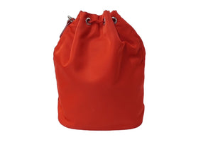 PRADA プラダ ナイロン 巾着ポーチ レッド トライアングルロゴ注目入れ ミニバッグ レザー テスート 美品 中古 61644 