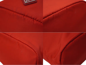 PRADA プラダ ナイロン 巾着ポーチ レッド トライアングルロゴ注目入れ ミニバッグ レザー テスート 美品 中古 61644 