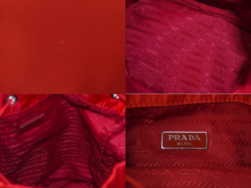 PRADA プラダ ナイロン 巾着 ポーチ レッド トライアングルロゴ