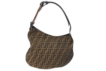 Load image into Gallery viewer, FENDI フェンディ ズッカ柄 オイスター アシンメトリック ワンショルダーバッグ キャンバス ブラウン ゴールド金具 中古 美品 61645