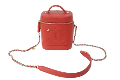 極美品 CHANEL シャネル 2wayチェーンバニティバッグ 27番台 ココマーク カーフスキン レッド ゴールド金具 中古 61646