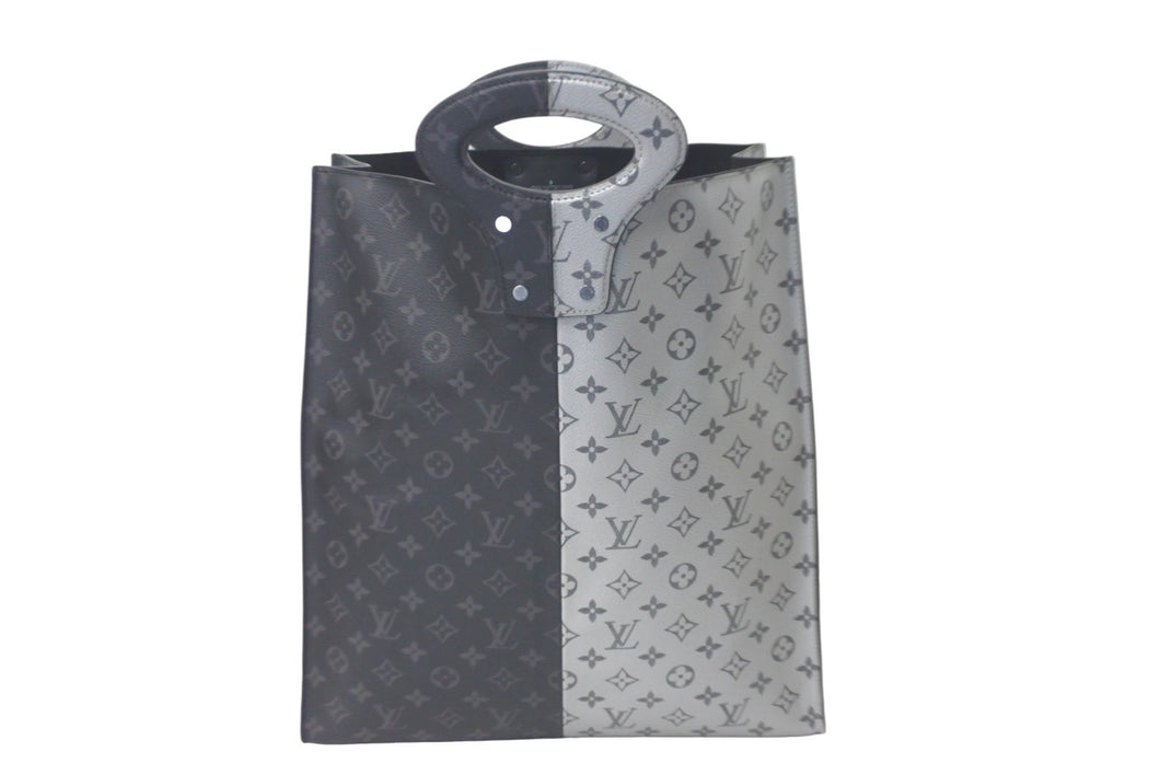 LOUIS VUITTON ルイ ヴィトン モノグラム エクリプス スプリット トートバック M43816 18SS シルバー ブラック 美品 中古 61647