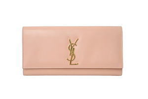 SAINT LAURENT サンローラン YSL ロゴ クラッチバッグ ARS326079・1213 サーモンピンク ゴールド金具 レザー 美品 中古 61653 