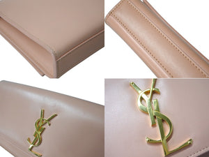 SAINT LAURENT サンローラン YSL ロゴ クラッチバッグ ARS326079・1213 サーモンピンク ゴールド金具 レザー 美品 中古 61653 
