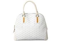 画像をギャラリービューアに読み込む, 極美品 GOYARD ゴヤール サック ヴァンドーム MM ハンドバッグ ヘリンボーン柄 ホワイト シルバー金具 中古 61659