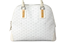 画像をギャラリービューアに読み込む, 極美品 GOYARD ゴヤール サック ヴァンドーム MM ハンドバッグ ヘリンボーン柄 ホワイト シルバー金具 中古 61659