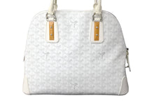 画像をギャラリービューアに読み込む, 極美品 GOYARD ゴヤール サック ヴァンドーム MM ハンドバッグ ヘリンボーン柄 ホワイト シルバー金具 中古 61659