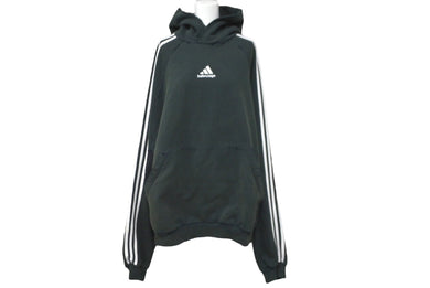 極美品 BALENCIAGA × adidas バレンシアガ アディダス 22AW ダブルネーム ロゴ パーカー カーキ 724556 サイズ2 中古 61663