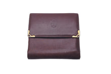 Load image into Gallery viewer, CARTIER カルティエ 三つ折り財布 コインケース付き レザー バーガンディ レッド ゴールド金具 中古 良品 61665
