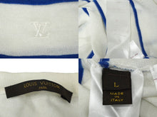 Load image into Gallery viewer, LOUIS VUITTON ルイヴィトン ニット セーター サイズL ブランドロゴ 刺繍 ボーダー ホワイト ブルー 良品 中古 61667