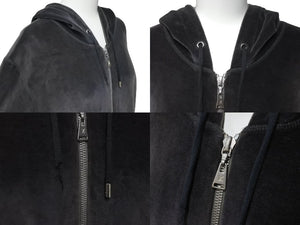LOUIS VUITTON ルイヴィトン ベロア ジップアップ パーカー ブラック系 カシミヤ RM062 MJJR80VJA サイズM 良品 中古 61669