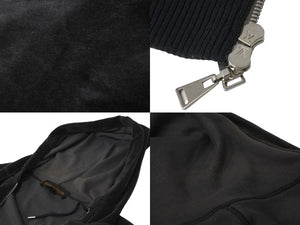 LOUIS VUITTON ルイヴィトン ベロア ジップアップ パーカー ブラック系 カシミヤ RM062 MJJR80VJA サイズM 良品 中古 61669