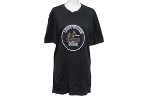 LOUIS VUITTON ルイヴィトン 半袖Ｔシャツ サイズM プリント ブラック コットン シルク RM122M 良品 中古 61672
