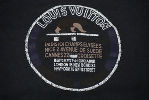 LOUIS VUITTON ルイヴィトン 半袖Ｔシャツ サイズM プリント ブラック コットン シルク RM122M 良品 中古 61672