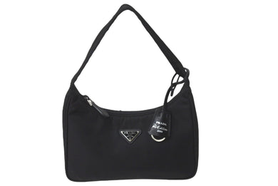 極美品 PRADA プラダ ハンドバッグ ホーボー RE-EDITION トライアングルロゴ 1NE515 ナイロン ブラック シルバー金具 中古 61678