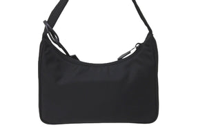 極美品 PRADA プラダ ハンドバッグ ホーボー RE-EDITION トライアングル 1NE515 ナイロン ブラック シルバー金具 ロゴ 中古 61678 