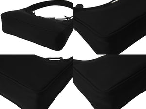 極美品 PRADA プラダ ハンドバッグ ホーボー RE-EDITION トライアングル 1NE515 ナイロン ブラック シルバー金具 ロゴ 中古 61678 