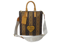 Load image into Gallery viewer, LOUIS VUITTON ルイヴィトン サックプラ メッセンジャー トートバッグ NIGO M45969 モノグラムストライプ ブラウン 美品 中古 61681