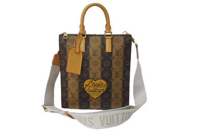LOUIS VUITTON ルイヴィトン サックプラ メッセンジャー トートバッグ NIGO M45969 モノグラムストライプ ブラウン 美品 中古 61681