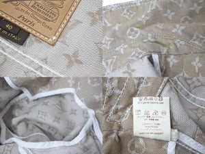 LOUIS VUITTON ルイヴィトン モノグラム ライダースデニムジャケット RW071W WKJA02CF7 サイズ40 ベージュ 美品 中古 61686