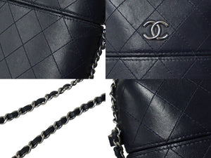 CHANEL シャネル フォンケース チェーンショルダーバッグ 25番台 ネイビー シルバー金具 美品 中古 61692