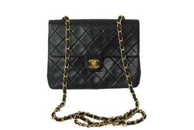 CHANEL シャネル ミニマトラッセ20 チェーンショルダーバッグ 1番台 ラムスキン ブラック ゴールド金具 良品 中古 61693