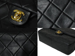 CHANEL シャネル ミニマトラッセ20 チェーンショルダーバッグ 1番台 ラムスキン ブラック ゴールド金具 良品 中古 61693