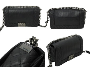 CHANEL シャネル ボーイシャネル チェーン ショルダーバッグ A92193 18番台 カーフスキン ブラック ヴィンテージシルバー金具 美品 中古 61694