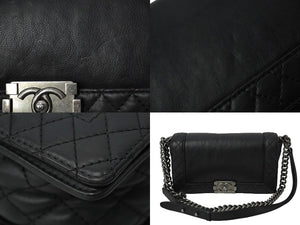 CHANEL シャネル ボーイシャネル チェーン ショルダーバッグ A92193 18番台 カーフスキン ブラック ヴィンテージシルバー金具 美品 中古 61694