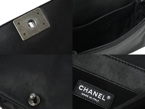 CHANEL シャネル ボーイシャネル チェーン ショルダーバッグ A92193 18番台 カーフスキン ブラック ヴィンテージシルバー金具 美品 中古 61694