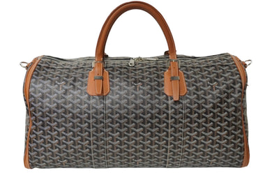 GOYARD ゴヤール クロワジュール55 ボストンバッグ ヘリンボーン PVC コーティングキャンバス ブラウン 美品 中古 61731