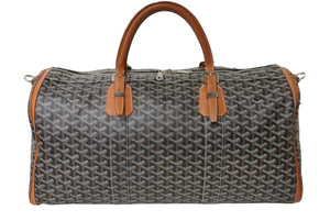 GOYARD ゴヤール クロワジュール55 ボストンバッグ ヘリンボーン PVC コーティングキャンバス ブラウン 美品 中古 61731