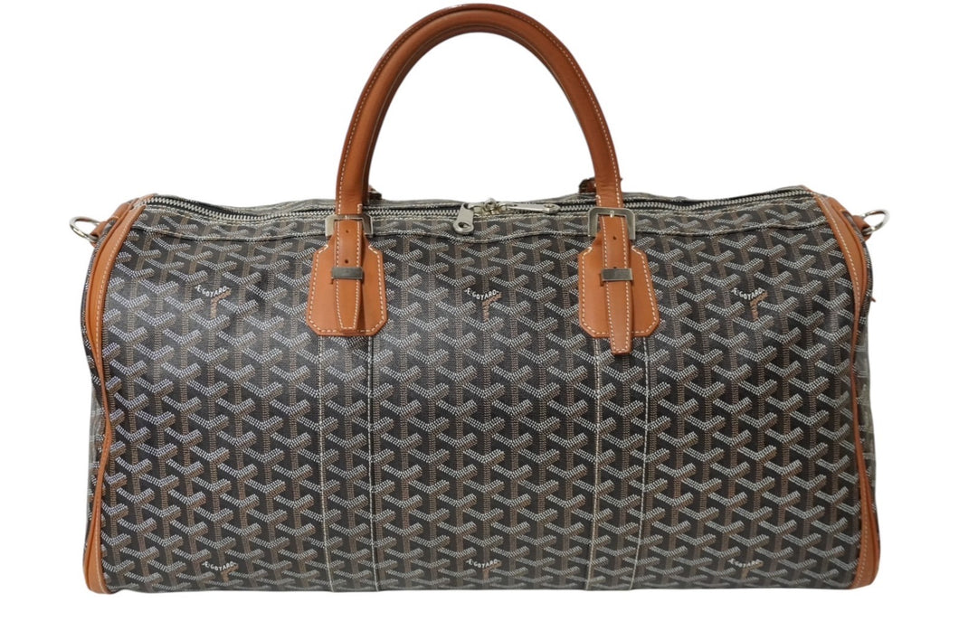 GOYARD ゴヤール クロワジュール55 ボストンバッグ ヘリンボーン PVC コーティングキャンバス ブラウン 美品 中古 61731