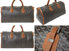 画像をギャラリービューアに読み込む, GOYARD ゴヤール クロワジュール55 ボストンバッグ ヘリンボーン PVC コーティングキャンバス ブラウン 美品 中古 61731