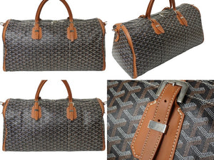 GOYARD ゴヤール クロワジュール55 ボストンバッグ ヘリンボーン PVC コーティングキャンバス ブラウン 美品 中古 61731