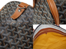 画像をギャラリービューアに読み込む, GOYARD ゴヤール クロワジュール55 ボストンバッグ ヘリンボーン PVC コーティングキャンバス ブラウン 美品 中古 61731