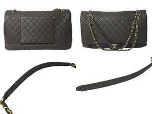 極美品 CHANEL シャネル ジャンボ マトラッセ ショルダーバッグ カーキ チェーンショルダー デカマト 中古 61732