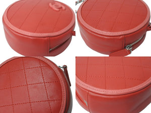 極美品 CHANEL シャネル ショルダーバッグ 27番台 チェーンショルダー ココマーク ラムスキン ラウンド レッド AP0060 中古 61749
