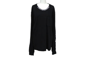 CHROME HEARTS クロムハーツ 長袖Ｔシャツ 首ロゴ CHロゴ ブラック コットン サイズL 良品 中古 61751