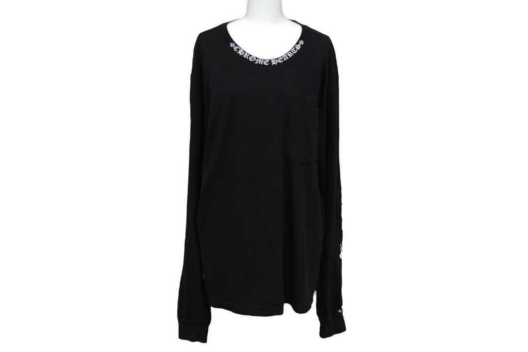 CHROME HEARTS クロムハーツ 長袖Ｔシャツ 首ロゴ CHロゴ ブラック コットン サイズL 良品 中古 61751